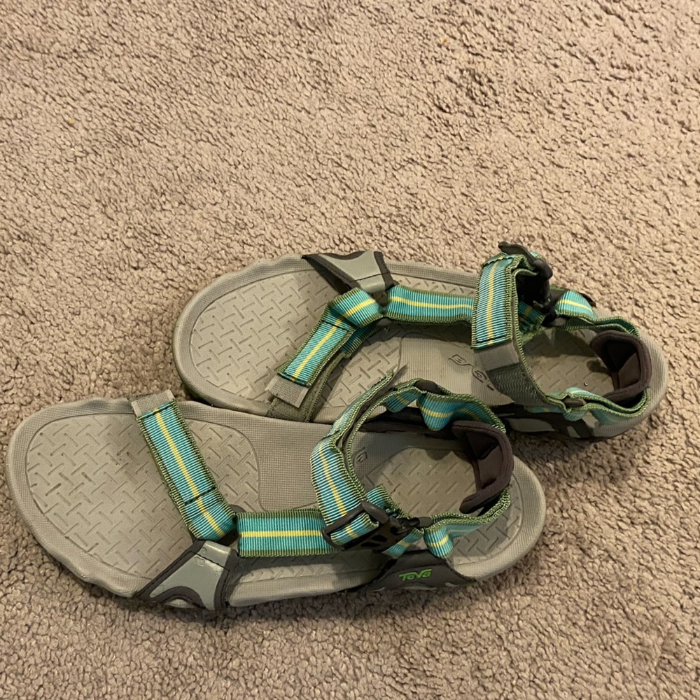 Teva Aqua Green and Yellow Striped Waterproof Sandals - Picture 3 of 4